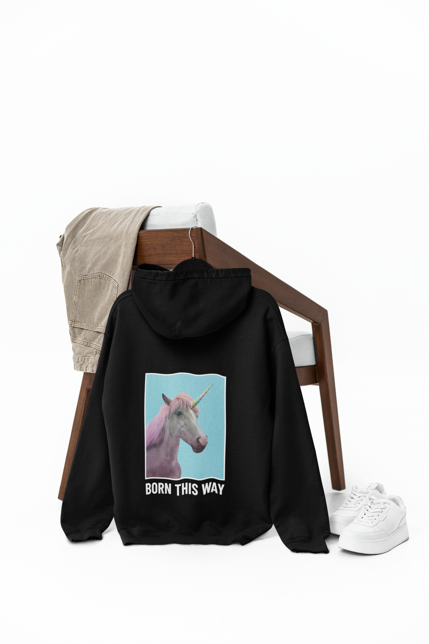 Unisex Hooded Sweatshirt - Born This Way Unicorn Design