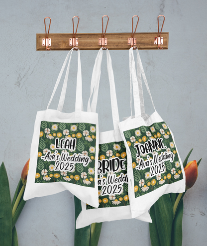 Personalised Floral Tote Bag | Custom Name & Message | Eco-Friendly Canvas Gift