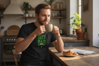 Black T-shirt with green "Best Dad" typography on the front