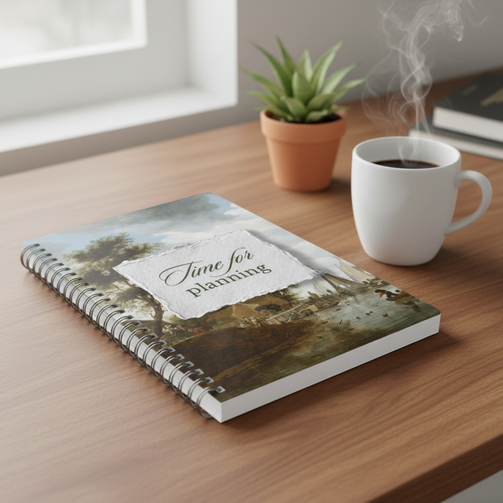 Morning planning desk setup