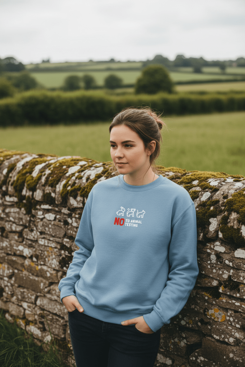 No to Animal Testing Sweatshirt | Cruelty-Free Statement Jumper - AlleyCrafters