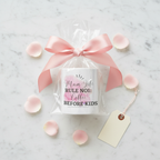 Wrapped coffee mug with pink bow and clear bag, 'Mum Life Rule No 1' text