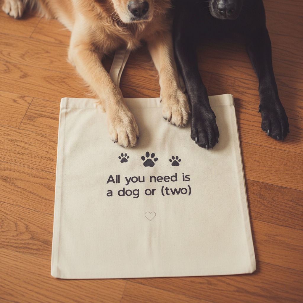 Natural Bag Dogs Paws Flatlay