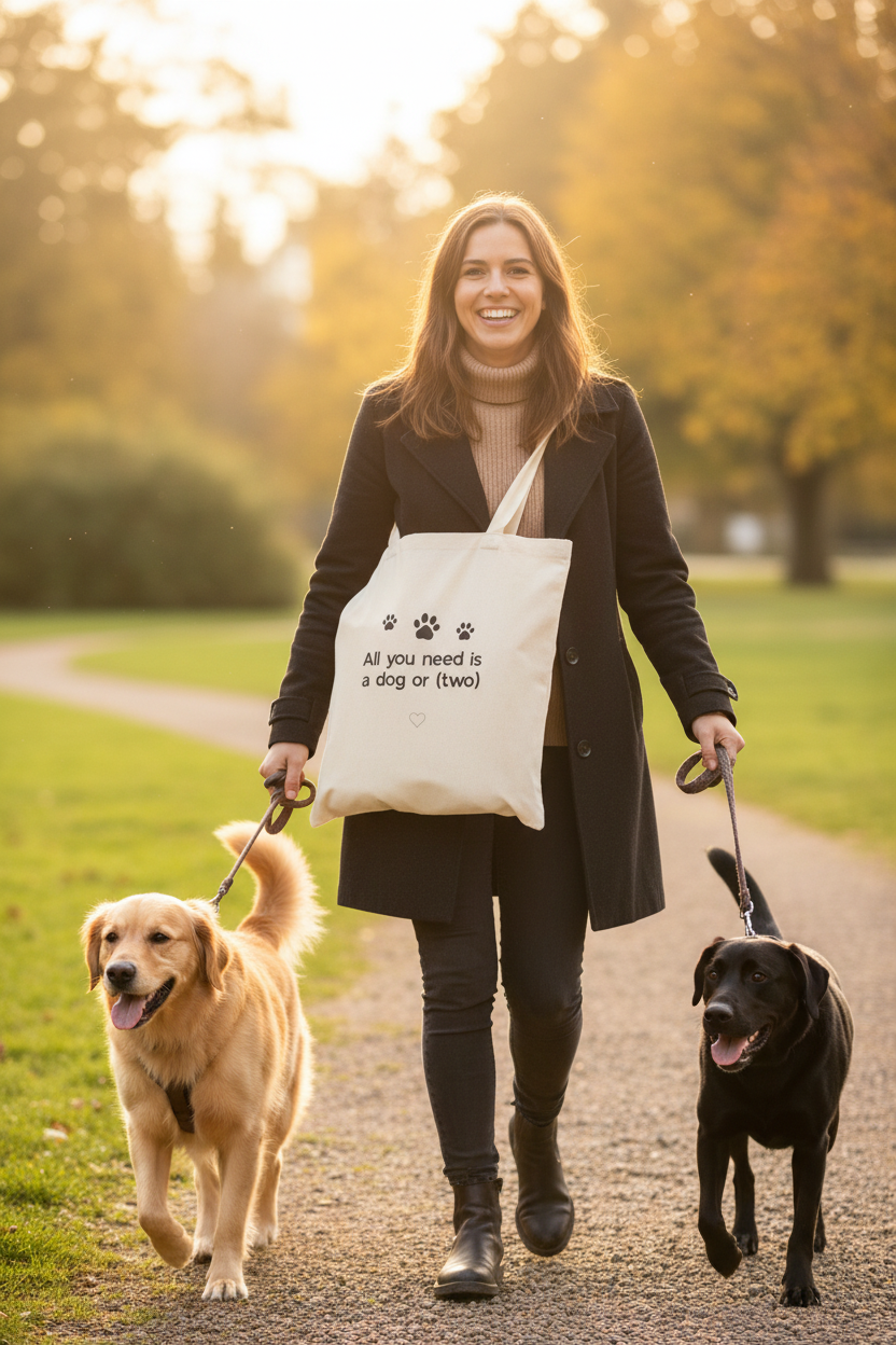 Natural Bag Two Dogs Walk