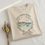 Light beige T-shirt with scenic landscape wreath and “Grace & Oliver” since 2023