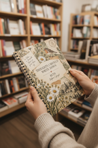 Natural-looking UGC mockup of the Beth notebook in a bookshop