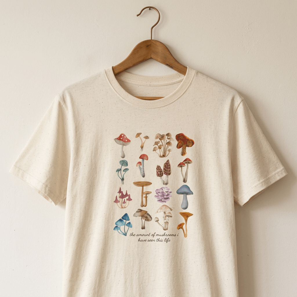 Mushroom T-Shirt – Vintage Botanical Fungi Print - #AlleyCrafters