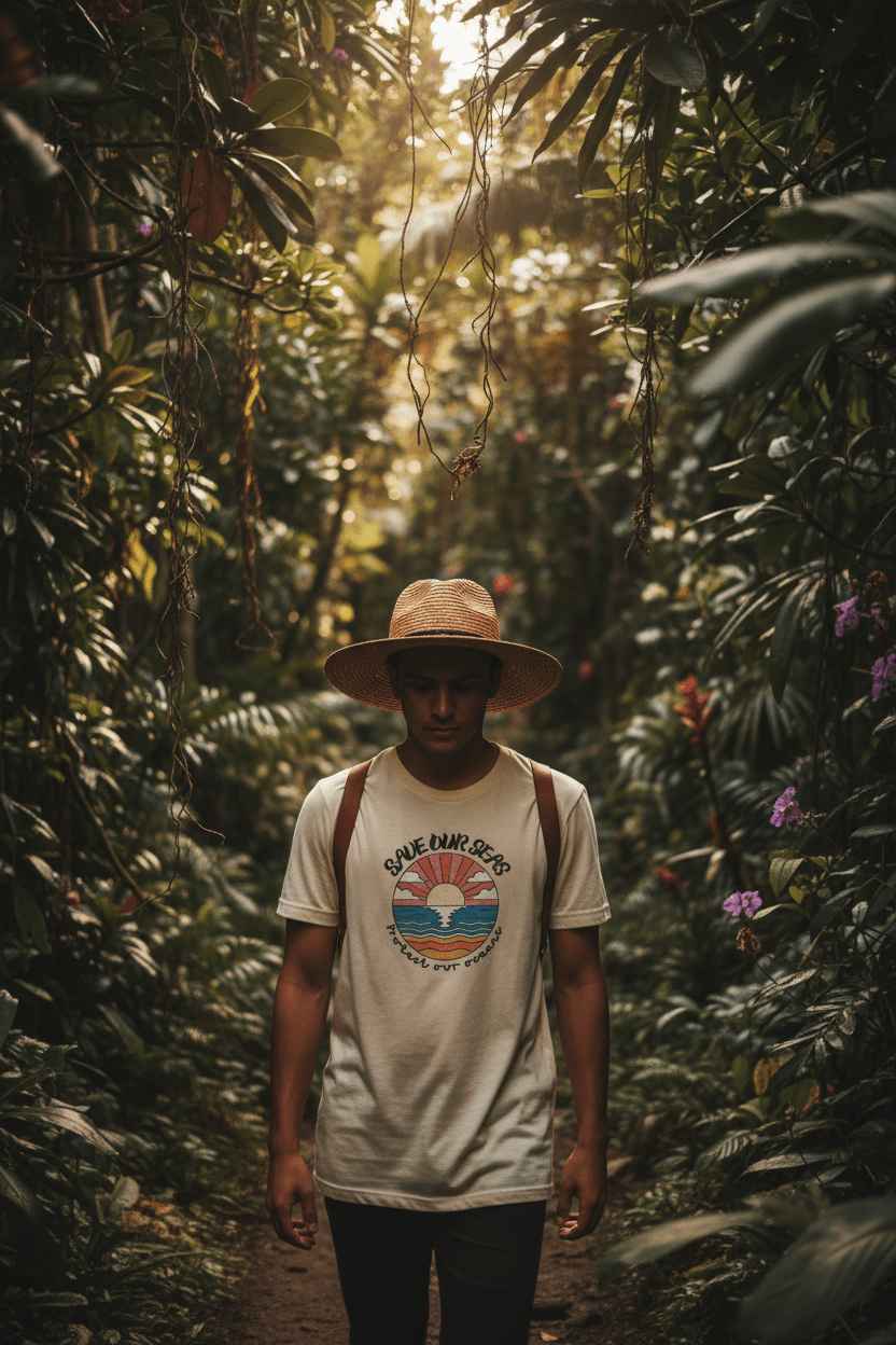 Save Our Seas T-Shirt | Retro Sunset Ocean Conservation Tee UK - AlleyCrafters