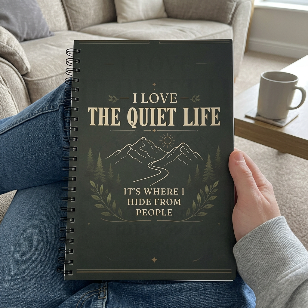 Natural UGC photo of the Quiet Life notebook on a lap