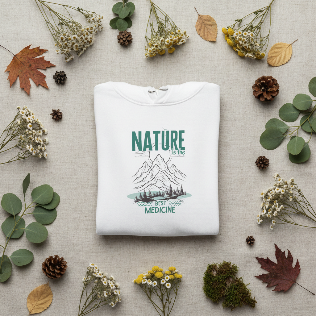 Nature Is the Best Medicine Hoodie - Nature Flat Lay