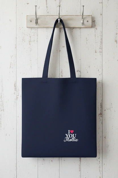 Personalised 'I Love You' Tote Bag | Custom Name Cotton Gift Tote - Alley Crafters