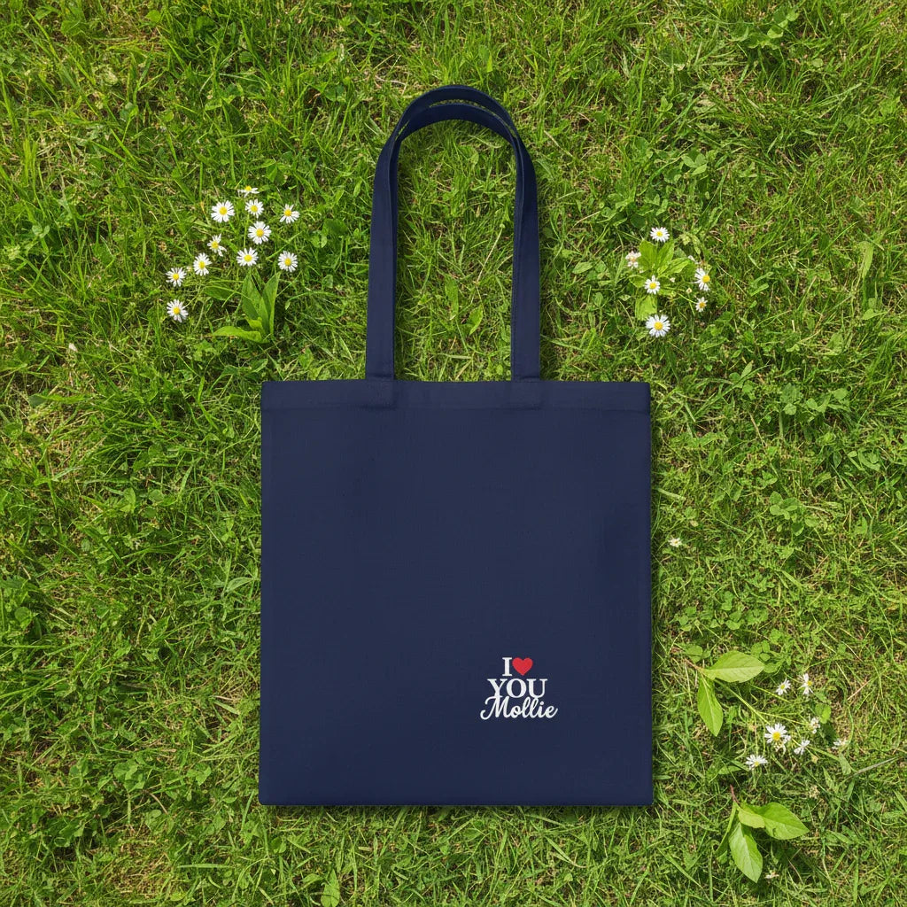 Personalised 'I Love You' Tote Bag | Custom Name Cotton Gift Tote - Alley Crafters