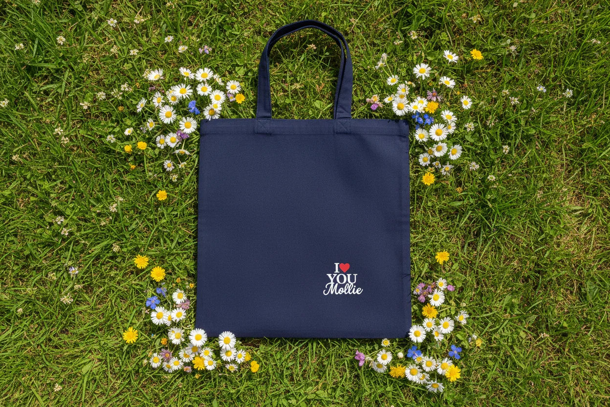 Personalised 'I Love You' Tote Bag | Custom Name Cotton Gift Tote - Alley Crafters