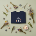 Navy crewneck cat birthday sweatshirt with front graphic cats and “It’s your birthday” text