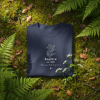Navy folded — Mossy forest floor — ferns & dappled light