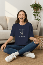 Navy floral mama T-shirt with 'mama est. 2017' and names under the design