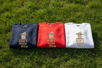 Sloth graphic sweatshirt set (navy, red, white) with "Don't Rush Me" text