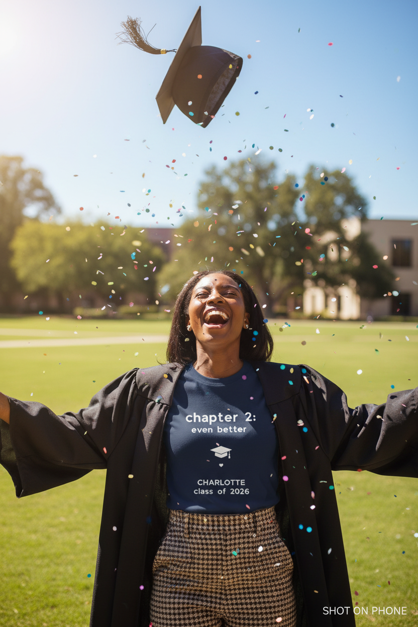 Navy tee — Charlotte cap toss
