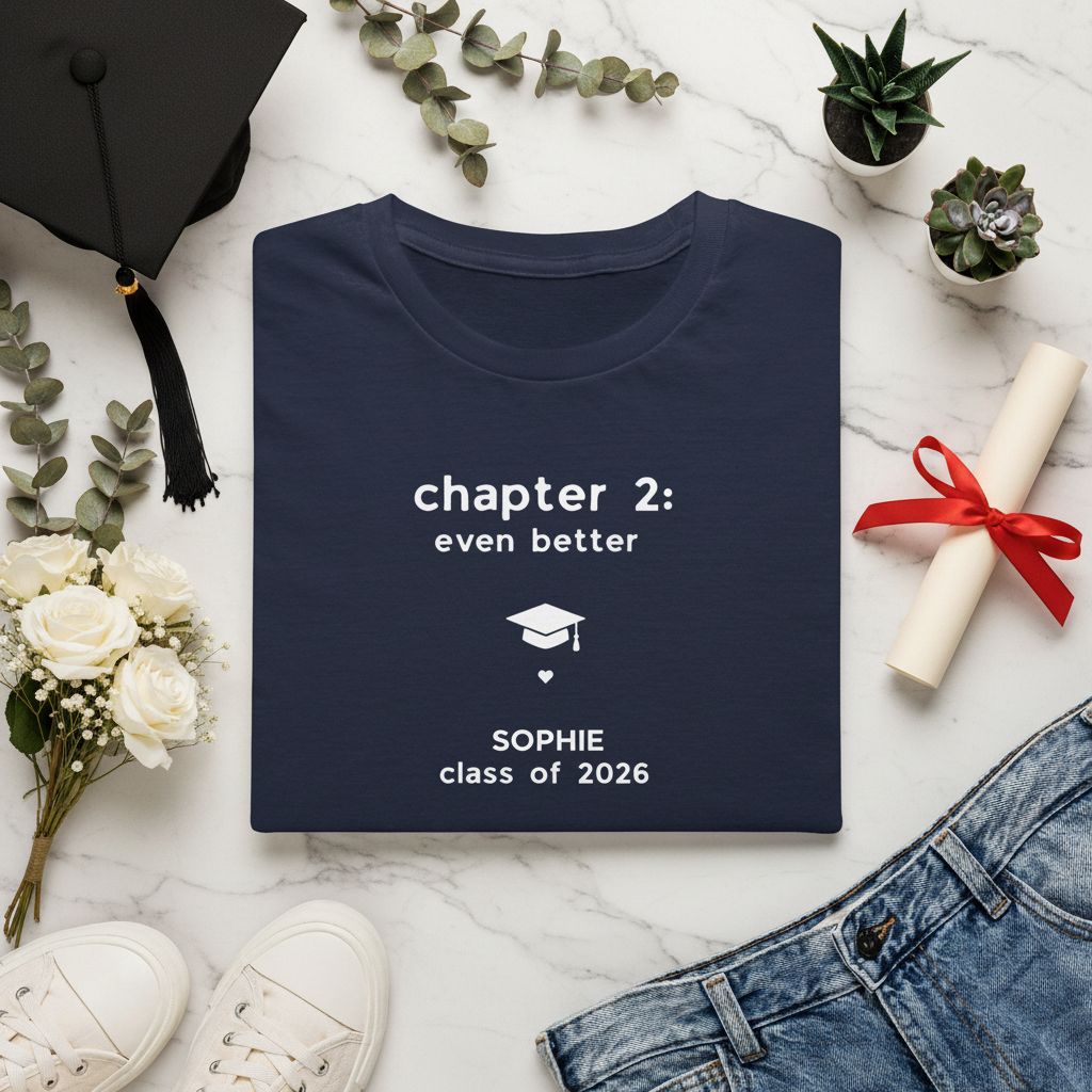 Navy tee — Sophie marble flat lay