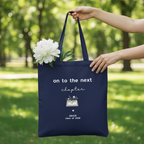 Navy tote — Grace close-up peony