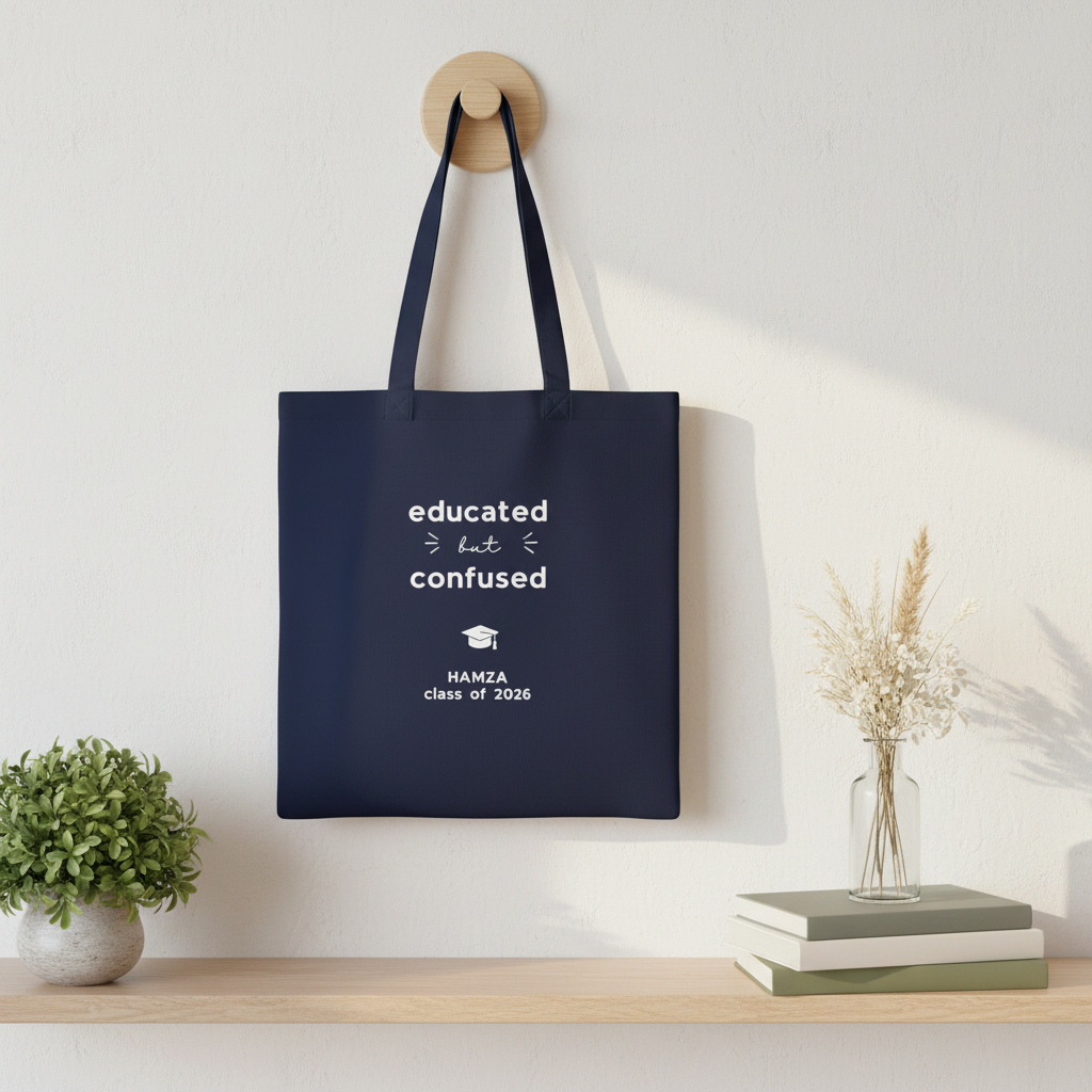 Navy tote — lifestyle wall peg