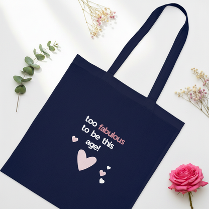 Navy tote UGC minimalist nature flat lay