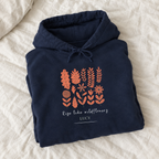 Navy Wildflowers hoodie mockup with Lucy