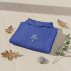 Heather blue hooded sweatshirt folded; “No Bad Days” chest graphic visible