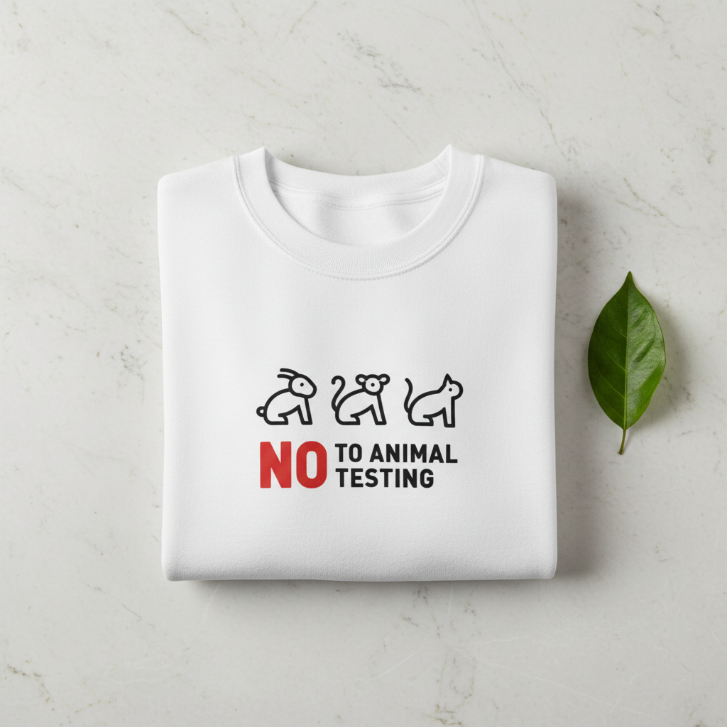 No to Animal Testing - Centred, Leaf