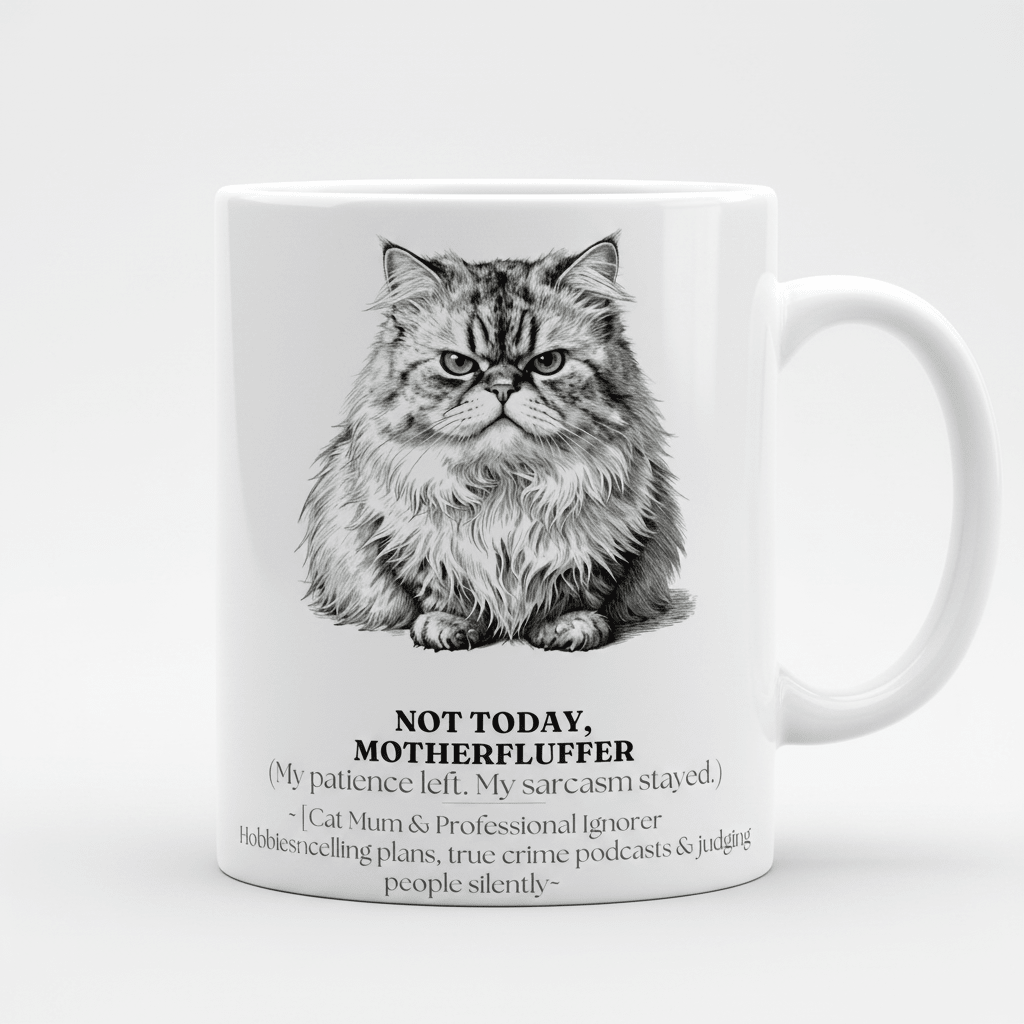Not Today Motherfluffer Mug | Funny Cat Coffee Cup | Sarcastic Gift - AlleyCrafters