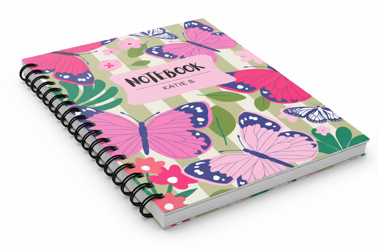 Notebook at Angle Showing Binding