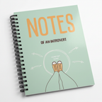 Spiral A5 notebook with mint green cover, NOTES title and comfort zone hands graphic