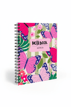 Personalized A5 spiral notebook with butterfly floral cover, front view