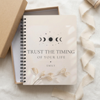 Personalized A5 lined notebook in gift box, beige floral quote cover and spiral binding