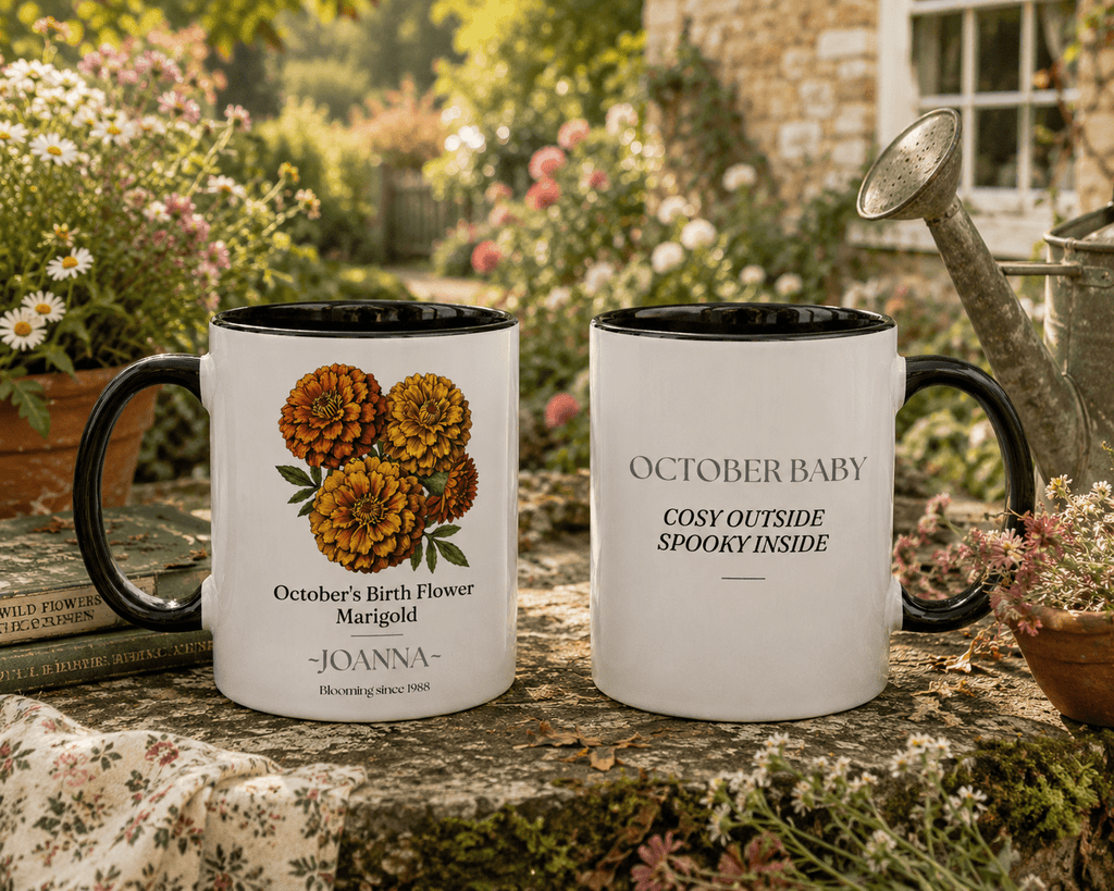 Personalised Birth Flower Mug with Name — Choose Your Birth Month - AlleyCrafters