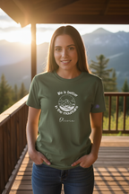 OLIVIA — Cabin porch mountain view, military green