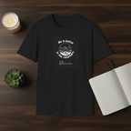 Olivia — Dark wood table, candle & journal