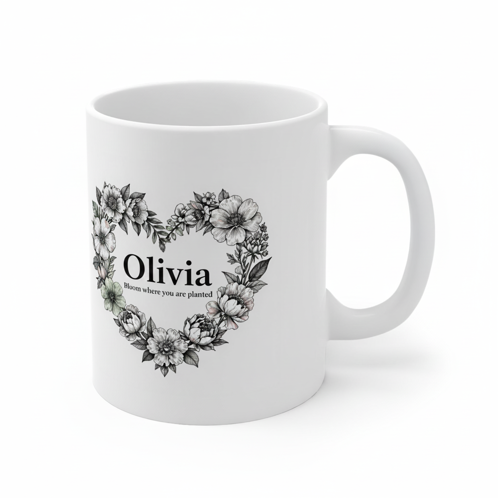 Olivia Floral Heart Mug