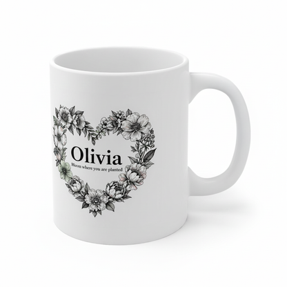 Olivia Floral Heart Mug