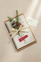 Personalised A5 lined notebook with spiral binding, floral cover, gift wrap and tag