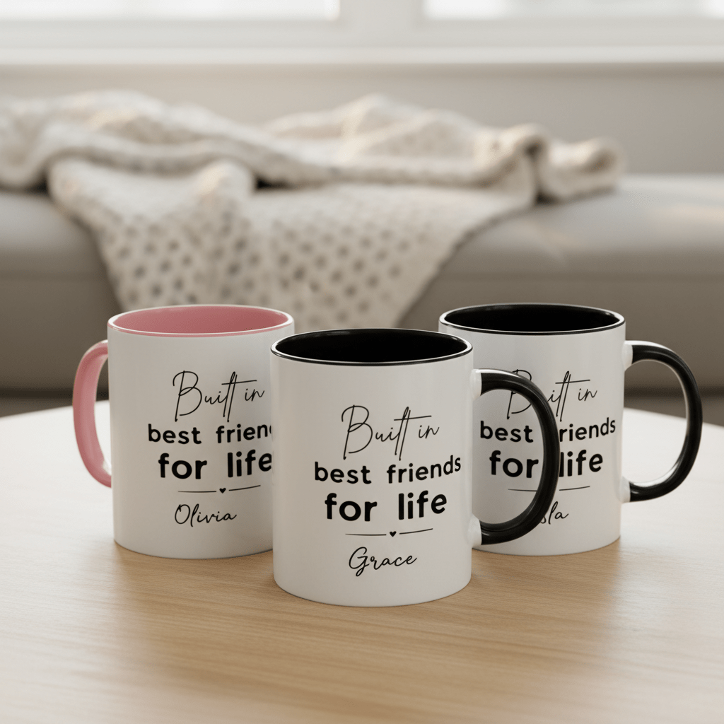 Personalised Best Friends for Life Mug | Custom Name Accent Coffee Mug - AlleyCrafters