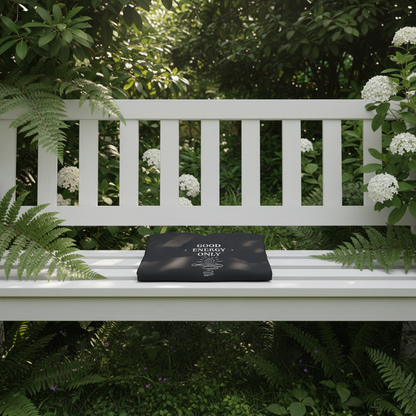 On White Garden Bench with Botanical Greenery