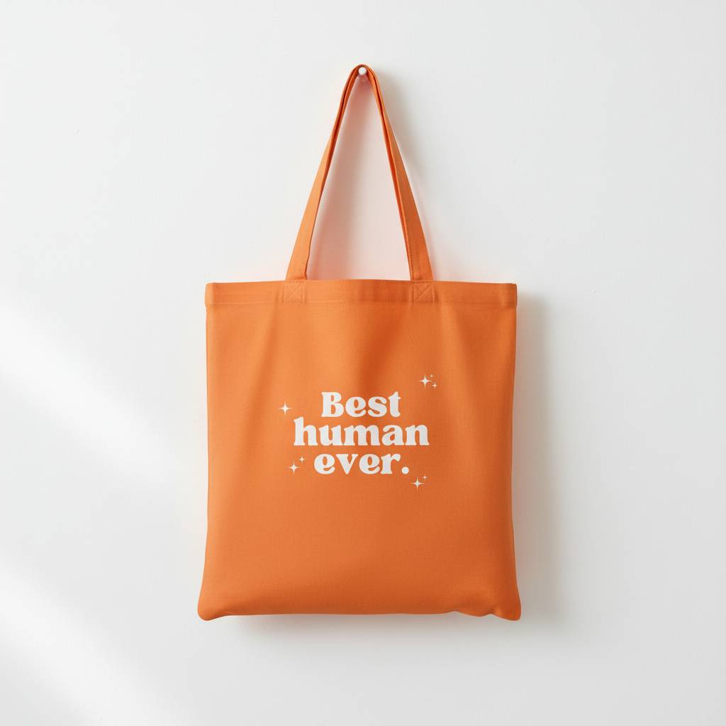 Orange Best human ever tote