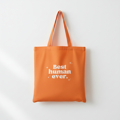 Orange Best human ever tote