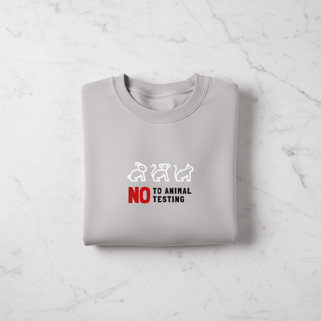 No to Animal Testing Sweatshirt | Cruelty-Free Statement Jumper - AlleyCrafters