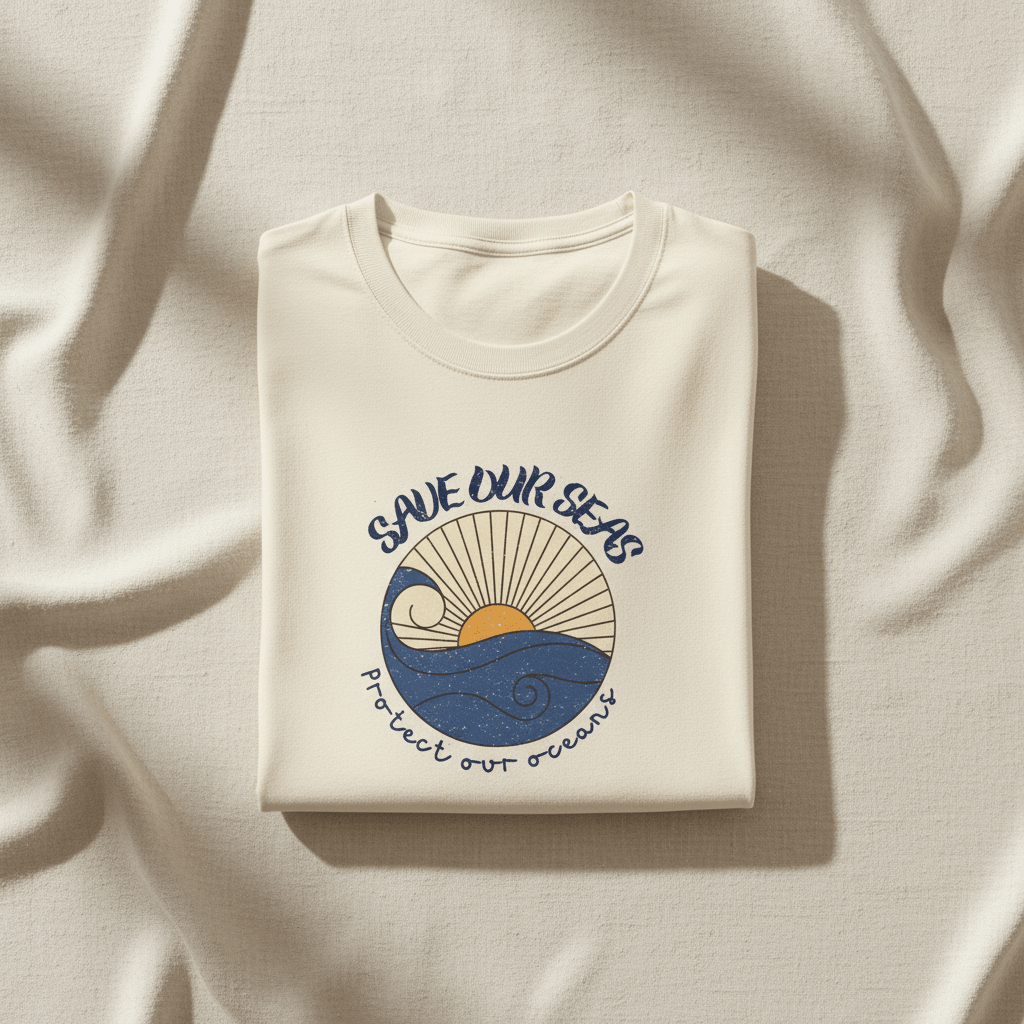 Save Our Seas T-Shirt | Retro Wave Ocean Conservation Tee UK - AlleyCrafters