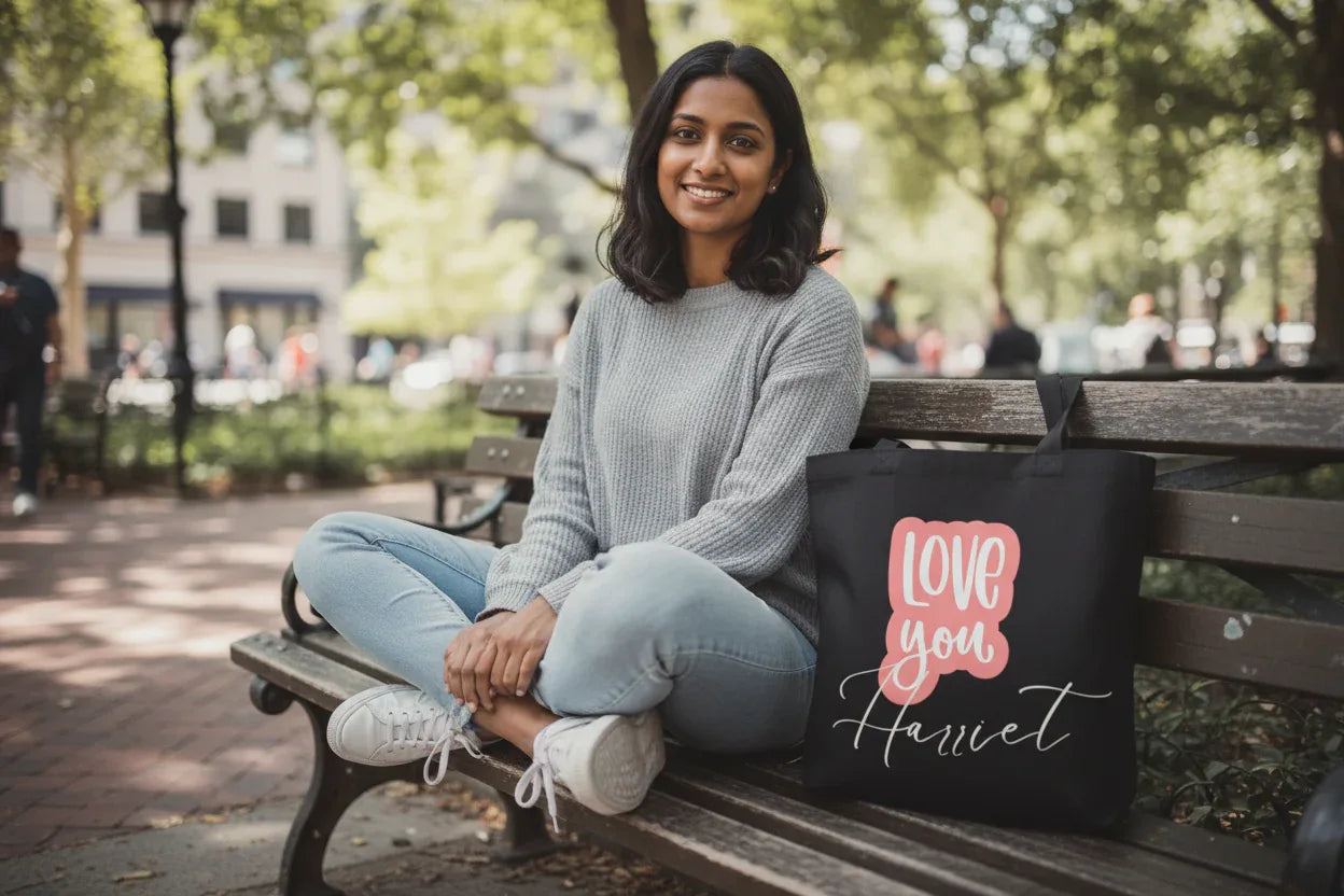Love You Personalised Tote Bag | Add Any Name | Romantic Cotton Shopper - Alley Crafters