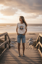 Save Our Seas T-Shirt | Retro Sunset Ocean Conservation Tee UK - AlleyCrafters