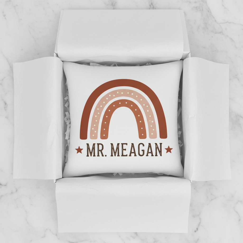 Personalised pillowcase with rainbow design and name MR MEAGAN