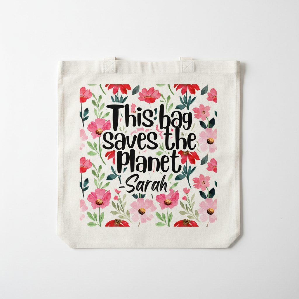 Pink floral tote product shot